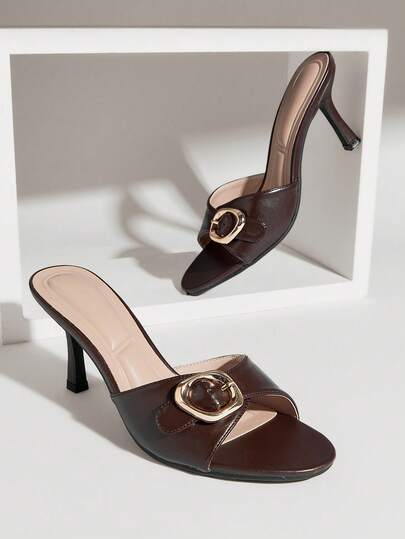 SHUZIA Kvinnors eleganta spänne-dekorerade stilettklackade slip-on sandaler