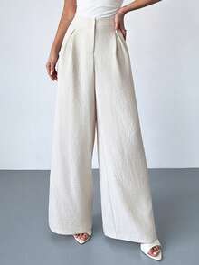 Firerie Women's New Elegant Casual Versatile Loose High Waist Pleated Wide Leg Linen Pants, Suitable For Summer, Office, Vacation, Beach - Apricot - View 3