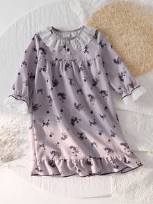 Young Girls Pajamas-2 Piece Pajama Set Spring To Summer - Purple - View 1