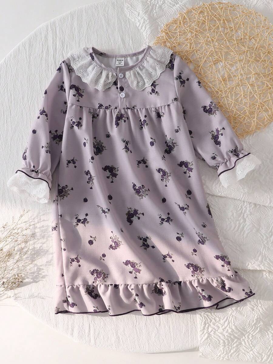 Young Girls Pajamas-2 Piece Pajama Set Spring To Summer - Purple - View 1