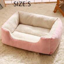 Giường ngủ cho thú cưng Winter Square bằng vải nhung mềm mại có đệm - Giường sofa bằng lông cừu mềm mại, thoải mái cho mèo cỡ vừa và chó nhỏ, thiết kế mở phía trên, bền, dễ vệ sinh, có thể gấp gọn, thích hợp sử dụng trong nhà cho phòng ngủ, phòng khách, ban công - Nơi trú ẩn ấm áp cho mèo con và các giống chó nhỏ, giường cho mèo, đồ nội thất ấm cúng cho thú cưng, đệm ngủ sang trọng cho thú cưng, giường ngủ gấp gọn cho thú cưng, giường ngủ bằng polyester cho thú cưng. - Hồng - Xem 16