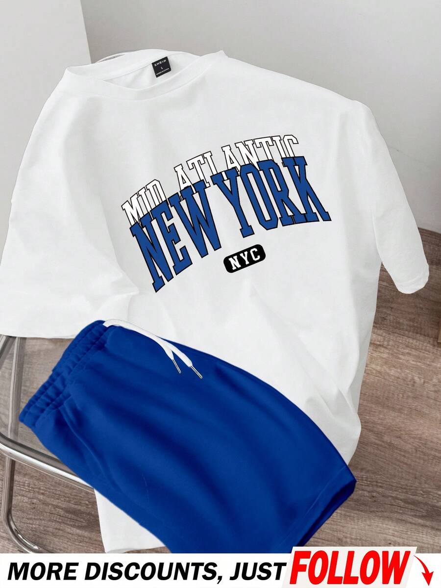 Manfinity Joysei Men's Fitted Knit Top And Woven Shorts Set, Cozy Outfits - Multicolor - View 1