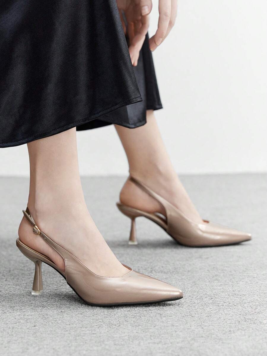 CUCCOO BIZCHIC Women's Fashion Versatile Pointed Toe Buckle Pumps Valentine's Day - Bronze - View 1