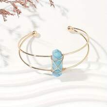 Cirelle 天然石六边形手镯 – 开口式，金属丝缠绕，时尚宝石手链，女士佳选，节日及派对礼物之选 - 彩色 - 查看 9