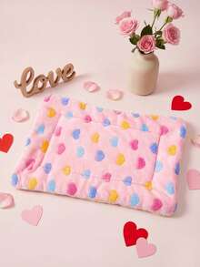 PETSIN Valentine's Day Pet Print Heart-Shaped Warm Pet Bed Is Suitable For Cats And Small Dogs To Sleep On - Pink - View 1