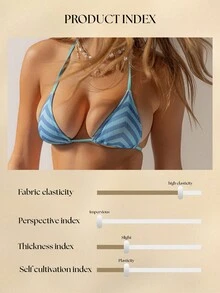 Aralina Summer Beach Vacation Two Tone Stripe Tie Strap Detail Two Pieces Bikini Set With Swim Bag - Blue - View 7