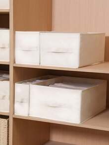 1pc Solid Color Narrow Long Gap Fabric Storage Box Drawer Style Wardrobe Clothes Organizer Rectangle Bin For Home Bedroom Closet Spring Cleaning Holiday Housewarming Gift - Beige - View 6