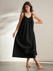 Ocili Women's Solid Color Sleeveless Casual Dress - Black - View 5