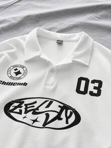 Áo Polo nam dáng rộng, chất liệu vải in họa tiết, phong cách đường phố thường ngày của AXEPEAK. - trắng - Xem 3