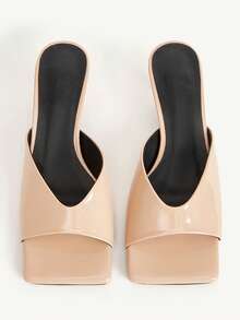 CUCCOO CHICEST Zapatos de tacón abiertos tipo mule, zapatos de vuelta al colegio, zapatos de estudiante universitario, zapatos de primavera, zapatos de vacaciones de primavera, zapatos de Pascua - Polvo desnudo - Ver 9