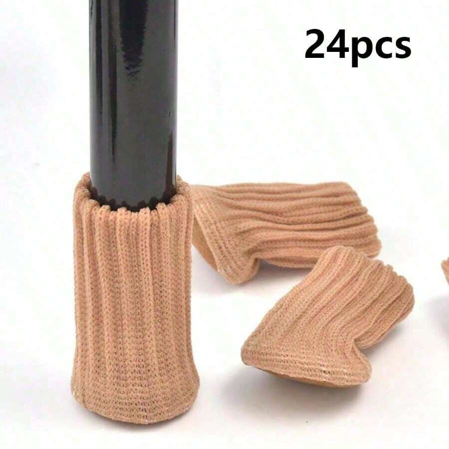 Knitted Non-Slip Chair Leg Socks 4/24/32 Pieces Thick Double Layer Knitted Non-Slip Chair Leg Socks - Classic Striped Floor Protectors, Noise Reduction Covers - Polyester Material, Multiple Colors - Multicolor - View 1