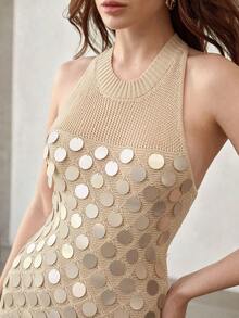 MOTF PREMIUM SEQUIN SLIM FIT SWEATER DRESS - Apricot - View 2