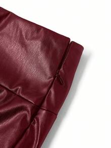 Gownix Women's Solid Color Slim Fit Minimalist Design Versatile Skirt - Red - View 5