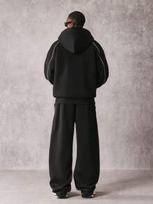 STYNVO Men's Casual Contrast Trim Hoodie And Sweatpants Set, Autumn/Winter