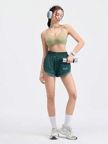 Loungeista 1pc Casual Comfy Green Wireless Seamless Women Bra, Simple Solid Color Bra Wirelessfor Summerfor Summer - Green - View 6