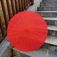 手工绘画伞、手绘伞、涂鸦伞、空白油画纸伞、婚礼伞 - 紅色 - 查看 3