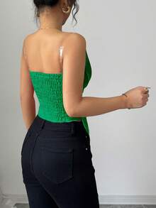 Rafferiza Valentine's Day Fashion Bow Transparent Strap Red Zipper Design Camisole - Green - View 2