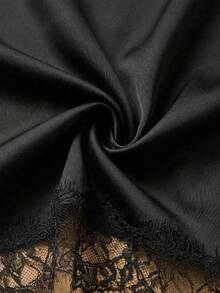 2026新款女士性感蕾丝边不对称下摆露背吊带上衣，夏季上衣，情人节女士上衣，外出上衣，黑色上衣，复古风格，节日，春季女士，情人节 - 黑色 - 查看 9