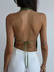 Aloruh Women's Sexy Sequin Backless Camisole Top, Shell & Starfish Woven Strap Decor Top Suitable For Beach, Tropical Vacation, Club Party, Festivals, An Ideal Choice For Women's Beach Vacation, Boho, Tropical Holiday Occasions. This Cute Top Is Simple And Fashionable, Suitable For Business Casual, Commuting, Office Wear, Showcasing Elegant Elegant, Suitable For Outings, School And Various Occasions. - Pink - View 2