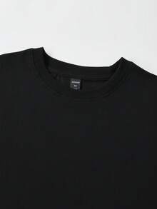 ROMWE MEN Street Life Men's Casual Solid Color Loose Fit Tank Top, Versatile Streetwear - Black - View 2