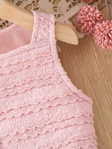 Áo không tay dệt kim màu trơn dành cho bé gái, kiểu dáng thường ngày, thích hợp cho kỳ nghỉ hè. - Hồng - Xem 3