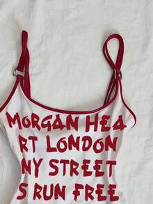 Rina Fox Women's Fashionable Printed Camisole Top, Summer - Red - View 5