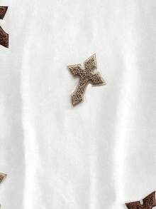 HIMLAND 男士休闲日常刺绣星星短袖T恤 - 白色 - 查看 5