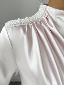 Rafferiza 女士优雅串珠缎带褶皱长裙 - 淺粉色 - 查看 5