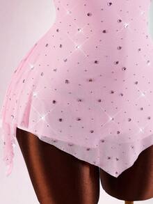 mini con lentejuelas y espalda descubierta para mujer - Rosa - Ver 7