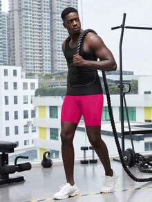 Gym Rark Men's Letter Waistband Sports Base Layer Pants, Gym - Hot Pink - View 5