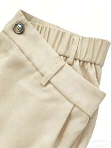 EMERY ROSE Plus Size Corduroy Pants With Slit Hem Design - Beige - View 3