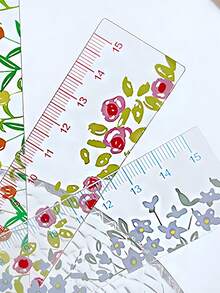 1/2/4 件套，透明植物尺，返校必备花卉尺，5.91 英寸亚克力尺，学校及办公用品 - 彩色 - 查看 1