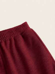 SHEIN EZwear Set de 2 pantalones en tallas grandes, color negro y burdeos - Burdeos - Ver 3