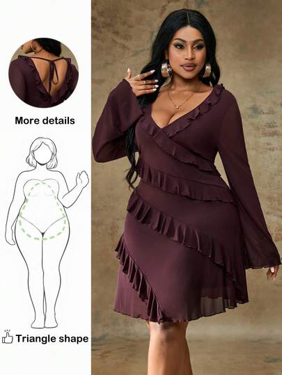 Truni 加大码长袖连衣裙，浪漫甜美荷叶边秋季连衣裙，适合约会、旅行、秋季内衣、蝴蝶结、女士夏装、女士节日派对服装、优雅、生日服装、网眼、性感连衣裙、生日礼服、返校女孩服装、女孩夏装、秋装、校服、万圣节、冬季、Y2k 服装、复古、女士度假服装、加大码女装、女士夏装、7 月 4 日女士