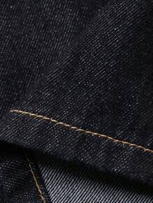 FRIFUL Women's Single-Breasted Cargo Pocket Casual Wide Leg Denim Jumpsuit - Blue - View 8