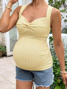 Lyckli Maternity Clothes Tops Summer Pregnant Yellow Tank Top, Highly Elastic, Soft, Comfortable, Casual, And Perfect For Vacations - Yellow - View 1
