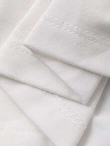 FRIFUL Áo thun nữ tay ngắn cổ tròn dáng rộng, thiết kế nơ buộc sau lưng, thích hợp cho mùa hè. - trắng - Xem 8