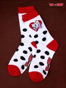 TOM & JERRY X Joivida 1 Pair Of Fashionable Cat And Mouse Socks, Sweat Absorbing And Breathable Casual Socks - White - View 4