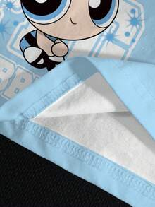 THE POWERPUFF GIRLS X SHEIN Camiseta de mujer de cuello redondo y manga corta con estampado de burbujas - Blanco - Ver 6