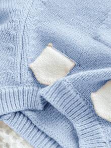 SHEIN Newborn Baby Girl Cute Cartoon Bear Romper & Hat Set, Autumn/Winter