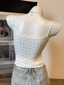 INAWLY 夏季休闲圆点印花蕾丝边吊带背心 - 彩色 - 查看 2