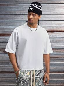 AXEPEAK 男士标语印花圆领休闲宽松T恤 - 白色 - 查看 4