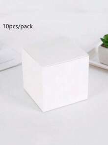 SHEIN 10pcs/Package Gift White Small Square Box Candy Cosmetic Electronics Accessory Packaging Gift Box,Christmas - White - View 9