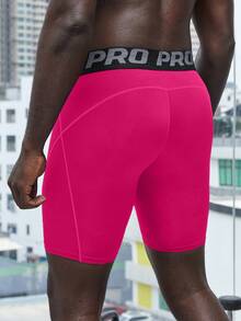 Gym Rark Men's Letter Waistband Sports Base Layer Pants, Gym - Hot Pink - View 2