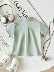 SHEIN Playful Pals Kemeja Lengan Pendek Musim Panas untuk Bayi Laki-laki - Hijau - View 2