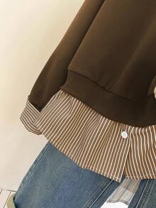 Resyla Felpa casual con stampa slogan e spalle scoperte, taglie comode per donna - Moka Marrone - Visualizzare 5