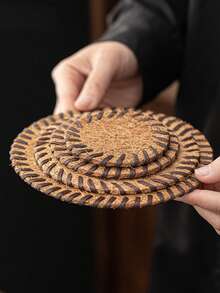 Madebyblanc 1 件装 4 英寸 5 英寸 6 英寸 天然椰纤维鬃毛茶壶垫 棕色 防烫隔热吸水 茶道餐垫 家居餐桌装饰 厨房配件 礼品创意 - 均碼 - 查看 5