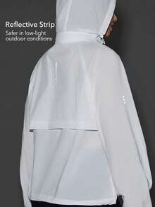 OutZeal Veste de protection solaire pour femmes, été, camping, randonnée, protection UV, capuche amovible, col montant avec poches latérales - Blanc - Voir 4