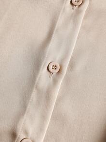 GlowEve CURVE 大码时尚休闲优雅法式浪漫复古通勤领水钻蕾丝边衬衫 - 香檳色 - 查看 6