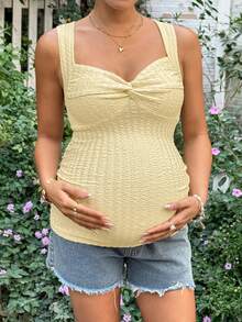 Lyckli Maternity Clothes Tops Summer Pregnant Yellow Tank Top, Highly Elastic, Soft, Comfortable, Casual, And Perfect For Vacations - Yellow - View 5